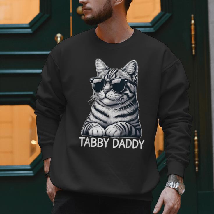 Tabby Daddy Cat Dad Graphic Grey Tabby Cat Lover Men Sweatshirt