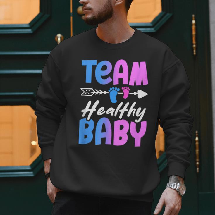 Team Healthy Baby Gender Reveal Pregnancy Mom Dad Men Sweatshirt