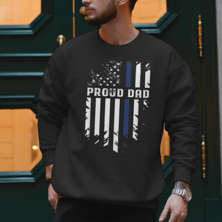 Thin Blue Line Proud Dad Police Family T-Shirt Men Sweatshirt