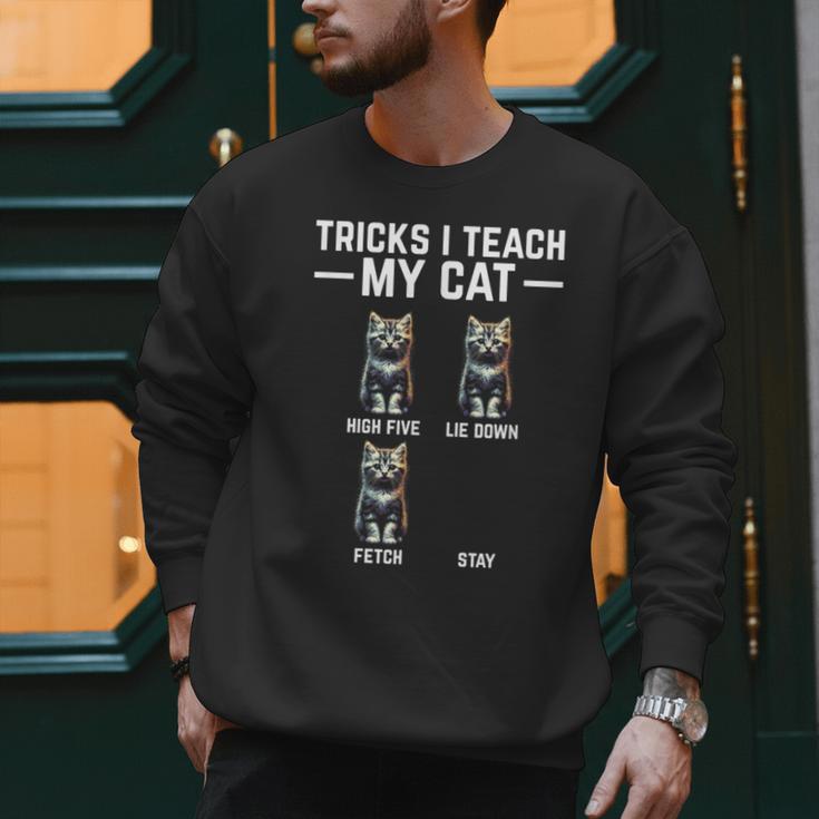 Tricks I Teach My Cat Cat Owner Kitten Dad Mom Kitty Men Sweatshirt