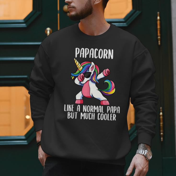 Unicorn Dad Girl Birthday Party Clothing Papacorn Men Sweatshirt