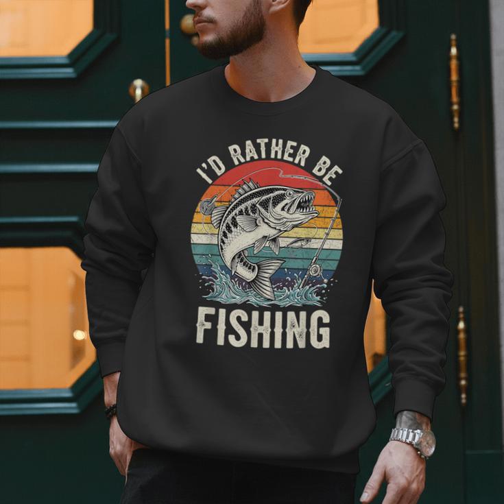 Vintage I'd Rather Be Fishing Graphic Bass Dad Boy Men Men Sweatshirt