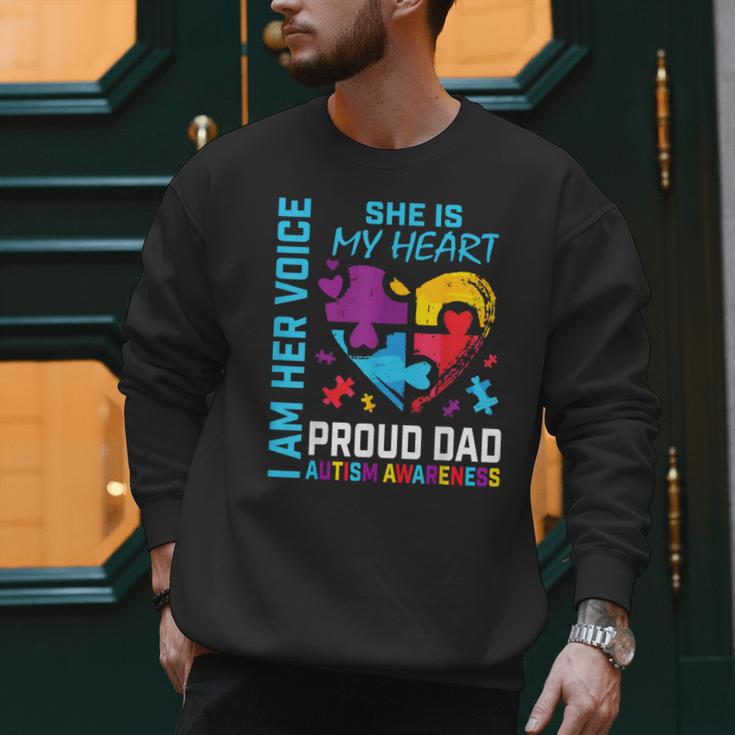 I Am Her Voice She Is My Heart Autism Awareness Daughter Dad Men Sweatshirt