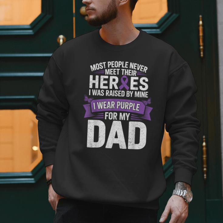 I Wear Purple For My Dad Pancreatic Cancer Support Men Sweatshirt
