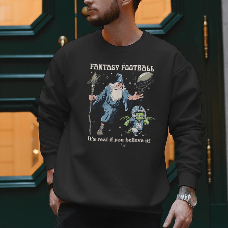 Wizard Dragon Fantasy Football Player Literal Dad Joke Men Sweatshirt
