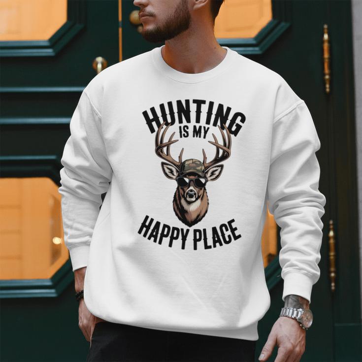 Camo Deer Hunting Is My Happy Place Dad Hunter Men Sweatshirt