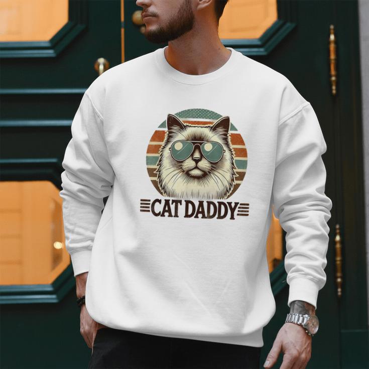 Cat Daddy Cool Ragdoll Cat Father's Day Retro Cat Dad Men Sweatshirt