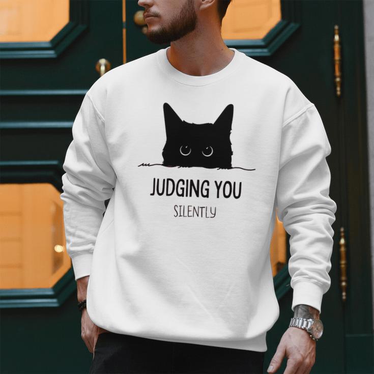 Cat Judging You Silently Cat Mom Dad Premium Tri-Blend Men Sweatshirt