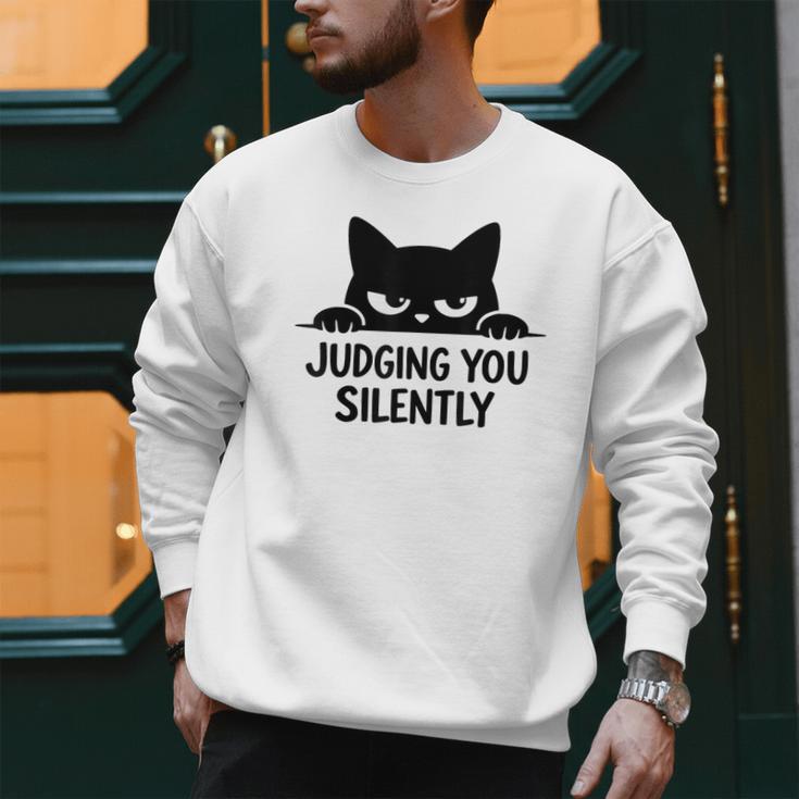 Cat For Cat Lover Mom Dad Cat Judging You Silently Men Sweatshirt