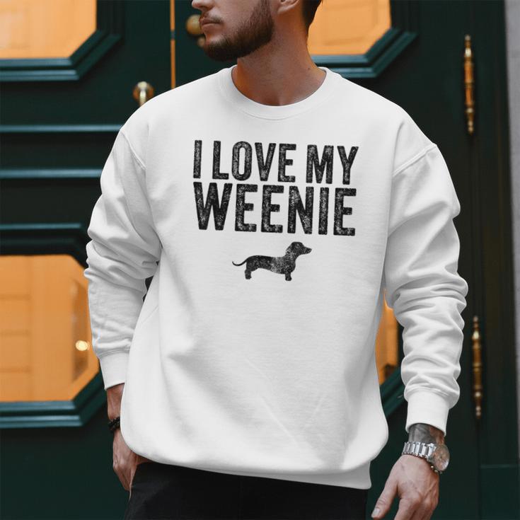 Dachshund Dog I Love My Weenie Dad Mom Dog Lover Men Sweatshirt