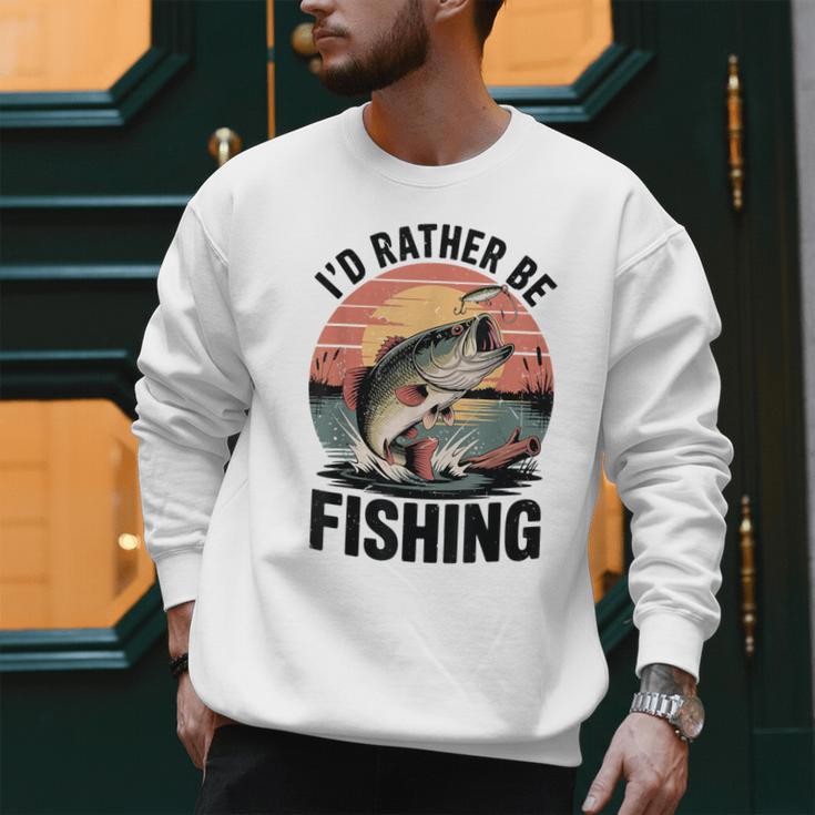Id Rather Be Fishing Largemouth Bass Fish Dad Jokes Men Sweatshirt
