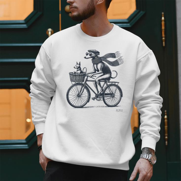Italian Greyhound Whippet Bicycle Cycling Dog Mom Iggy Dad Men Sweatshirt