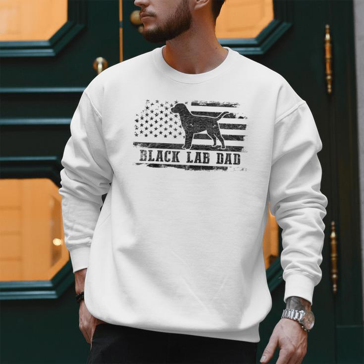Lab Dad Distressed American Flag Patriotic Dog Men Sweatshirt