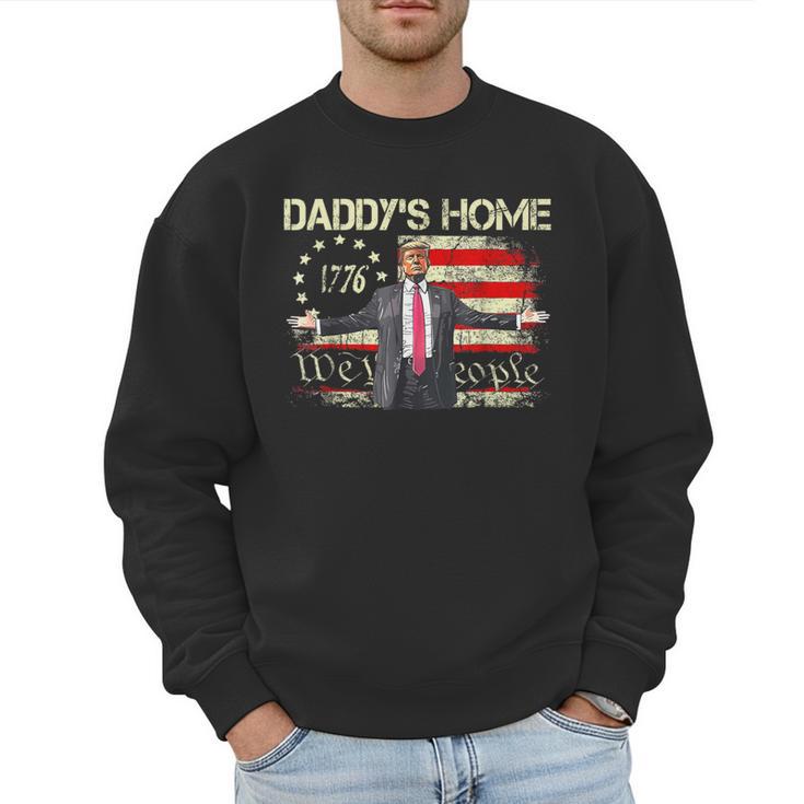 American Flag Trump 2024 Daddy's Home We The People Men Sweatshirt