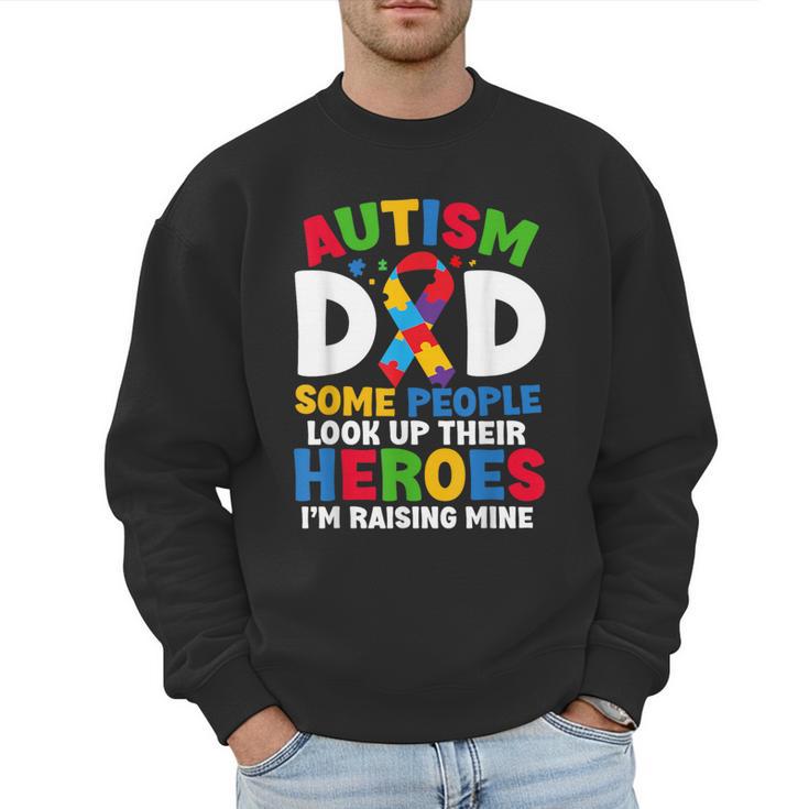 Autism Dad Puzzle Ribbon Proud Son Hero Autism Awareness Men Sweatshirt