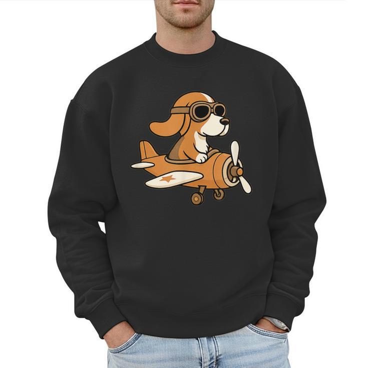Beagle Flying a Plane Pilot Airplane Dog Mom Dad Men Sweatshirt