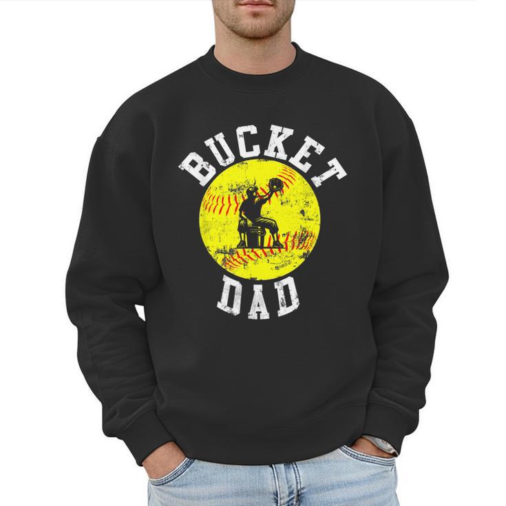 Bucket Dad Softball Dad Baseball Father's Coach Men Sweatshirt