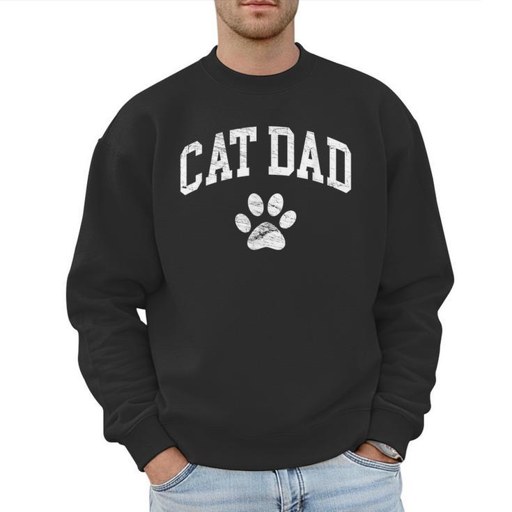 Cat Dad Vintage Distressed Cat Paw Men Sweatshirt