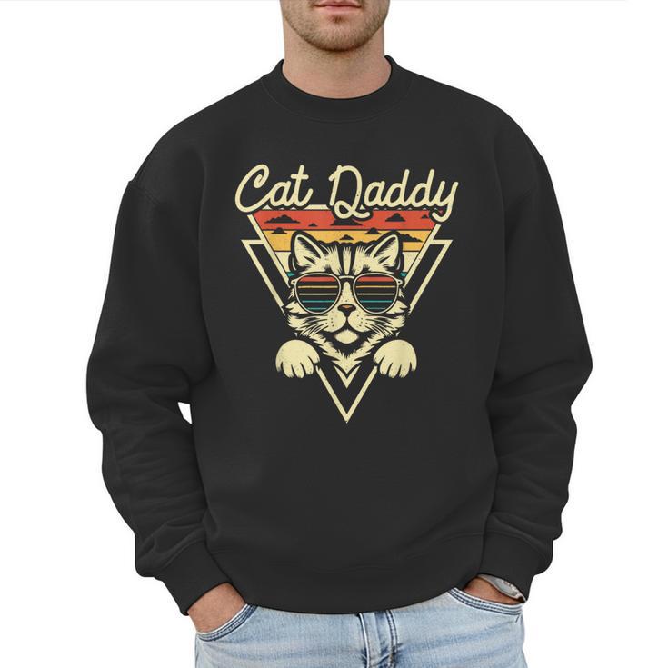 Cat Daddy Retro Sunglasses Cat Fur Dad Papa Vintage Cat Dad Men Sweatshirt