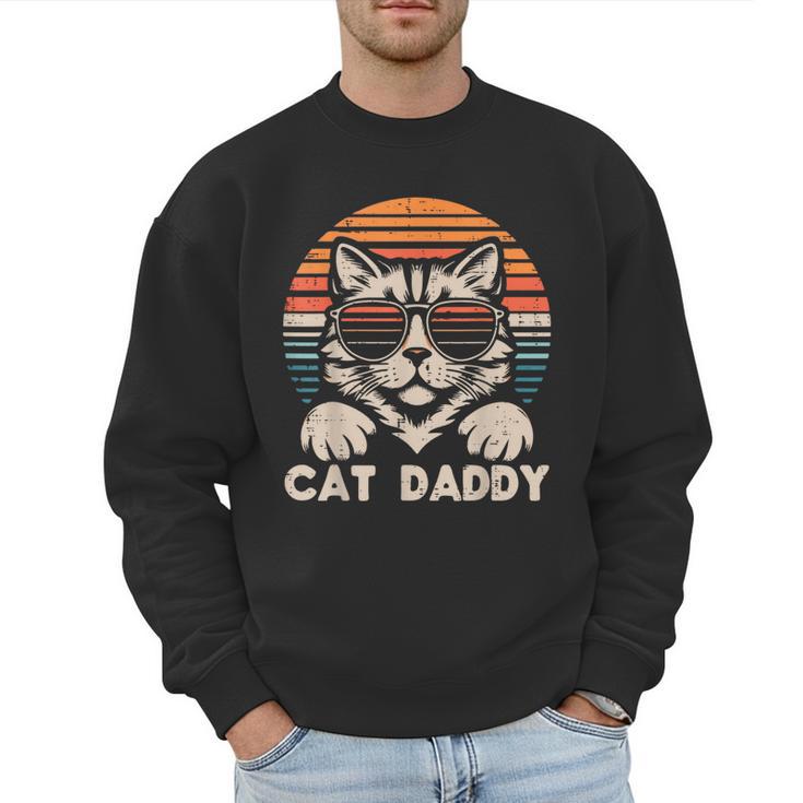 Cat Daddy Sunglasses Sunset Retro Fur Dad Papa Kitten Men Men Sweatshirt