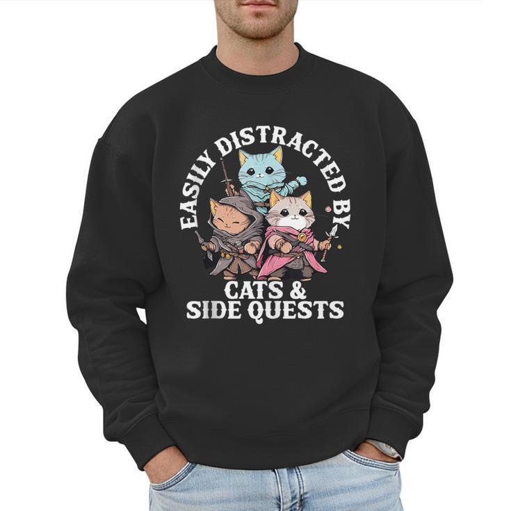 Cats Side Quest Distracted Tabletop Men Women Kids Dad Men Sweatshirt