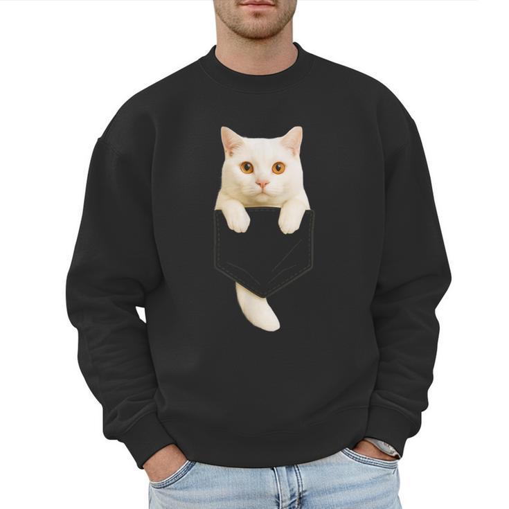 Cute Cat Pocket Cat Mom Cat Dad Cat Lover Men Sweatshirt