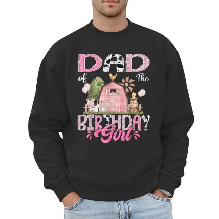 Dad Of The Birthday Girl 1St Birthday Pink Cow Farm Men Sweatshirt