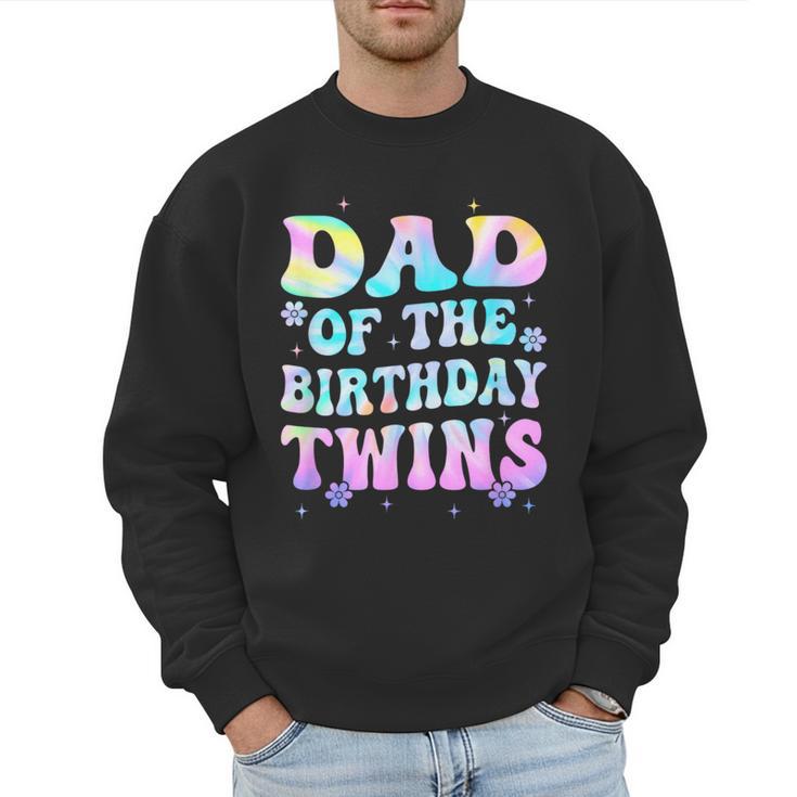 Dad Of The Birthday Twins Girls Kids Party Retro Bday Men Sweatshirt