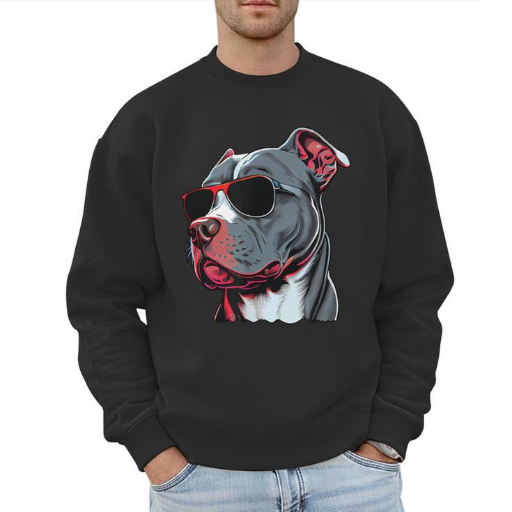 Dad Mom Cool Dog Sunglasses Pitbull Men Sweatshirt