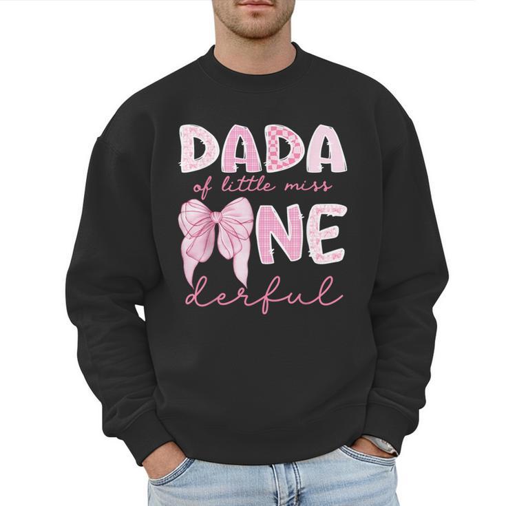 Dada Of Little Miss Onederful First Birthday Girl Bow Men Sweatshirt