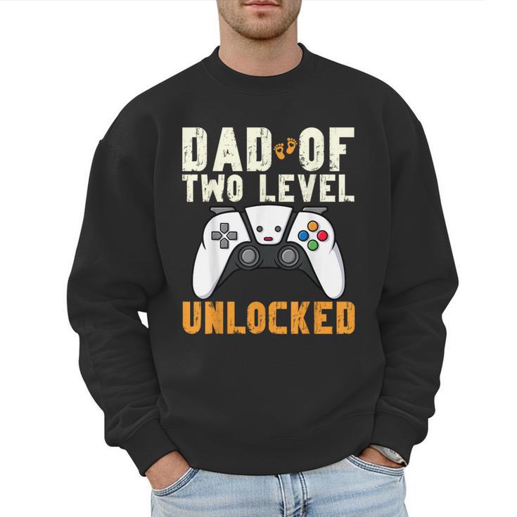 Daddy Again Leveled Up To Dad Of 2 Gamer Dad Level Unlocked Men Sweatshirt