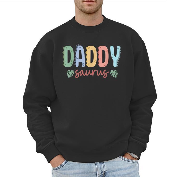 Daddy Saurus Dad Dinosaur Three Rex Birthday Boy Girl Family Men Sweatshirt