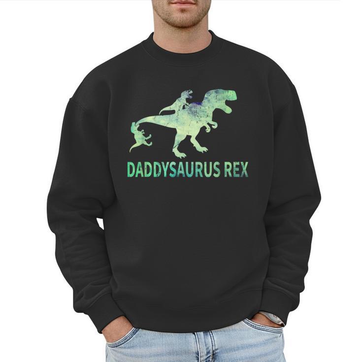 DaddysaurusRex Dinosaur Daddy Saurus Dad 2 Two Kids Dino Men Sweatshirt