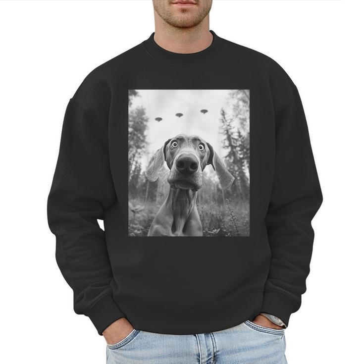 Dog Mom Dad Alien Selfie Weimaraner UFO For Men Women Men Sweatshirt