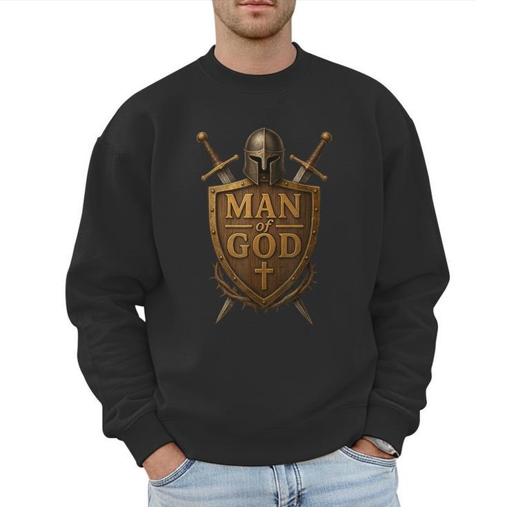 Faithful Warrior Man Of God Christian Men Knight Armor Dad Men Sweatshirt