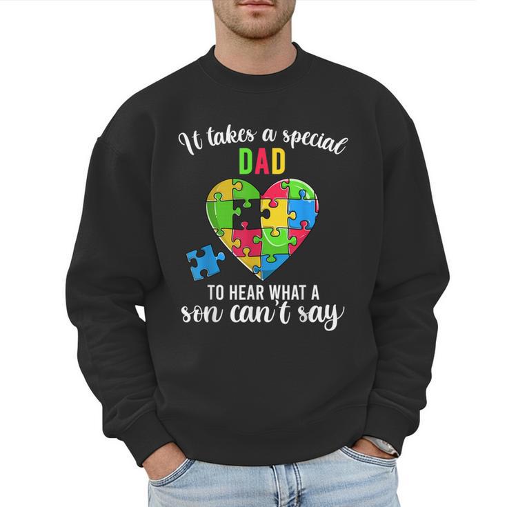Fun Heart Puzzle Shirts Dad Autism Awareness Family Support Men Sweatshirt