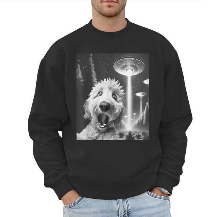 Goldendoodle Alien UFO Taking a Selfie Dog Mom Dad Men Sweatshirt