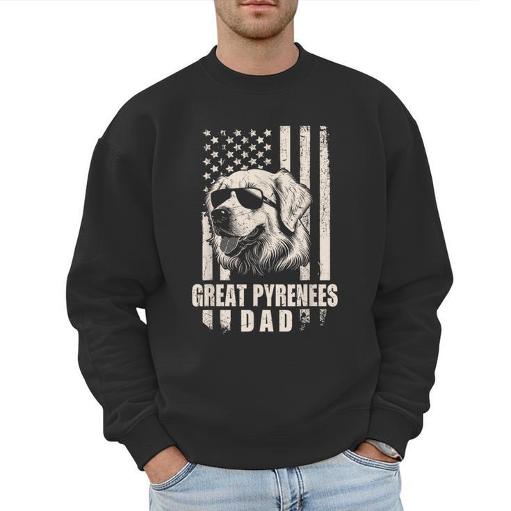 Great Pyrenees Dog Dad American Flag For Father Men Men Sweatshirt
