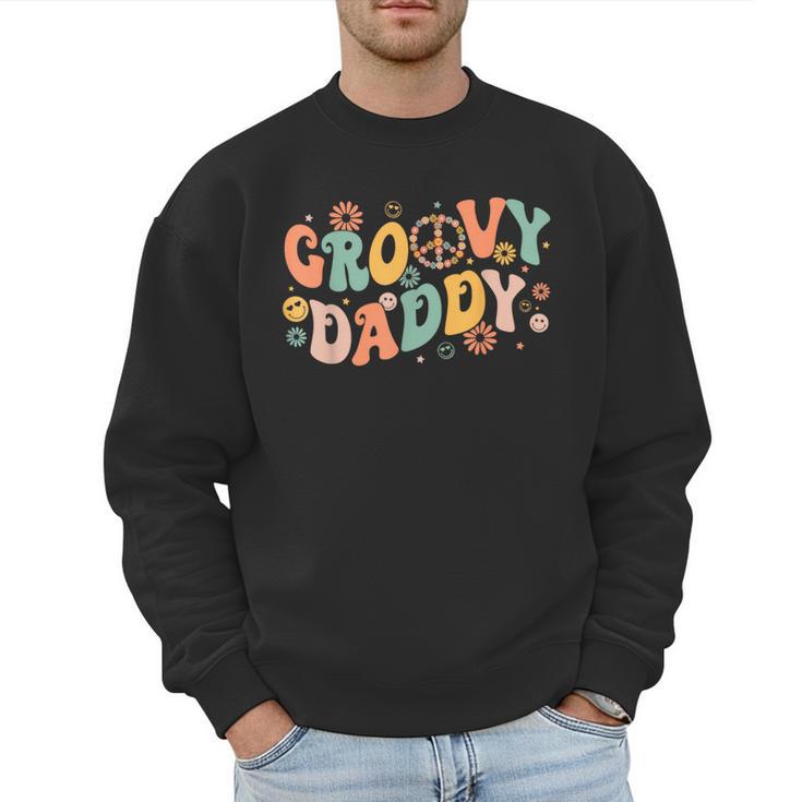 Groovy Daddy Birthday Party Peace Sign Dad 60s 70s Hippie Men Sweatshirt