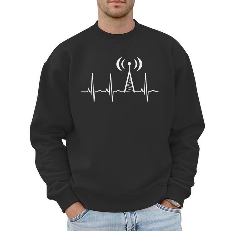 HAM Radio For Dad Ham Radio Operator Heartbeat Men Sweatshirt