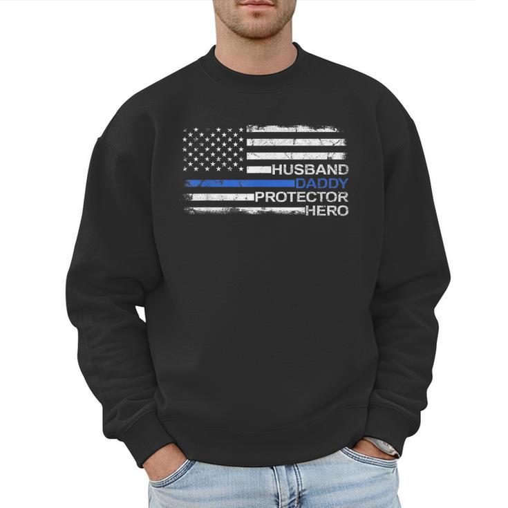 Husband Daddy Protector Hero Police Officer Father Dad Men Sweatshirt