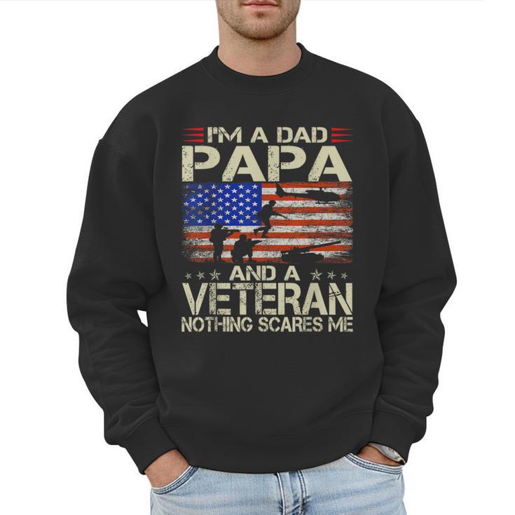 I'm A Dad Papa And Veteran Retro Dad Papa Grandpa Men Sweatshirt