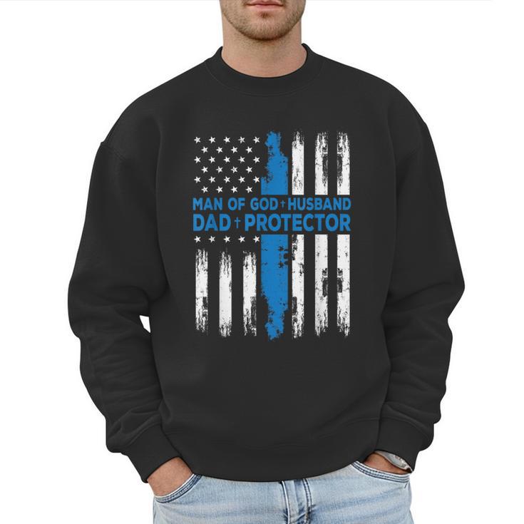 Jesus God Religious Man Of God Husband Dad Protector Men Sweatshirt