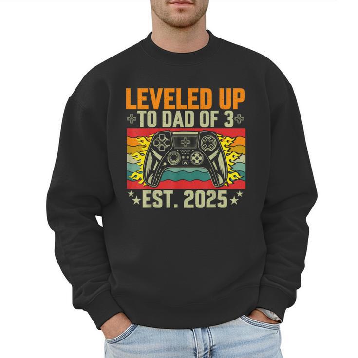 Leveled Up To Dad Of 3 Three Daddy Again 2025 Father's Day Men Sweatshirt Leveled Up To Dad Of 3 Three Daddy Again 2025 Father's Day Men Sweatshirt