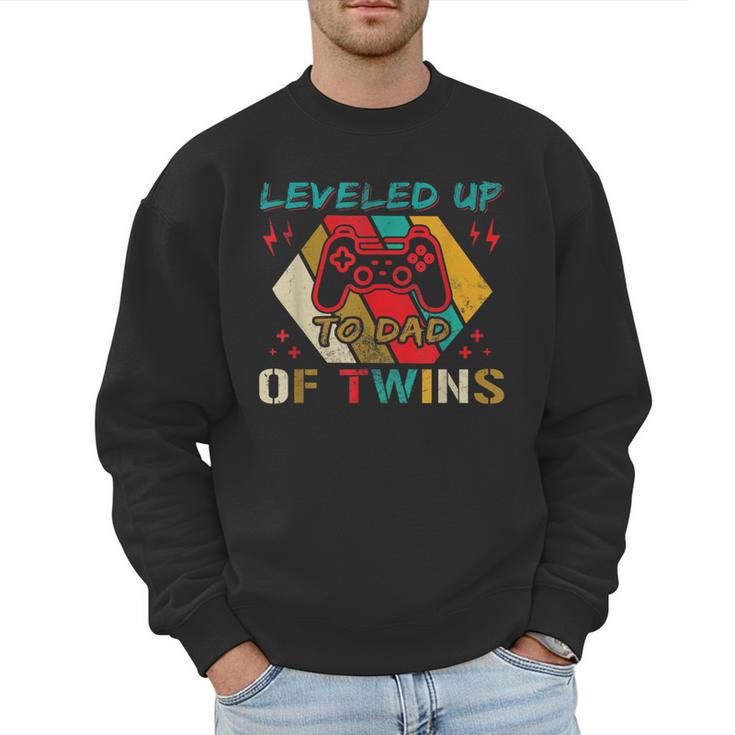 Leveled Up To Dad Of Twins Video Gamer Gaming Men Sweatshirt