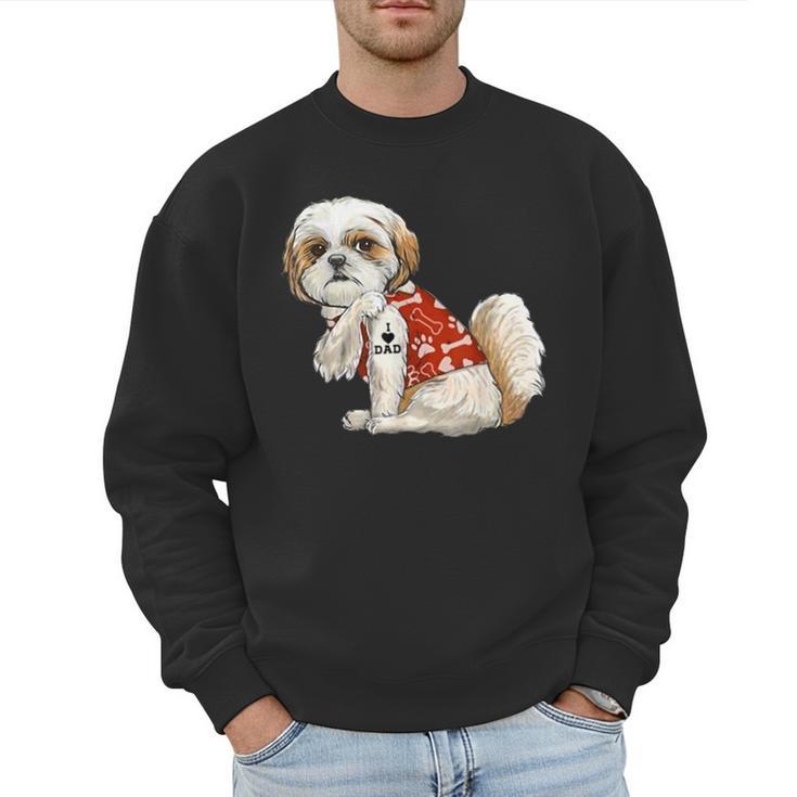 I Love Dad Tattoo Shih Tzu Dad Father's Day Men Sweatshirt