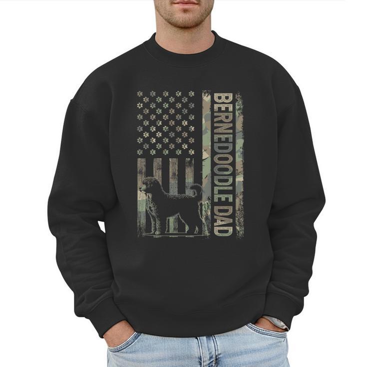 Mini Bernedoodle Dad Camo USA Flag DESIGN ON BACK Men Sweatshirt