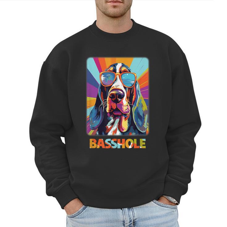 Mom & Dad Of a Basshole Basset Hound With Glasses -Adults Short Sleeve Men Sweatshirt