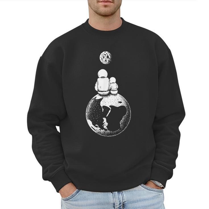 Moon And Astronaut Dad And Baby Space For Father's Day Men Sweatshirt