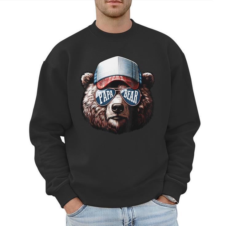Papa Bear Face Cool Dad Style Retro Fathers Day Daddy Bear Men Sweatshirt